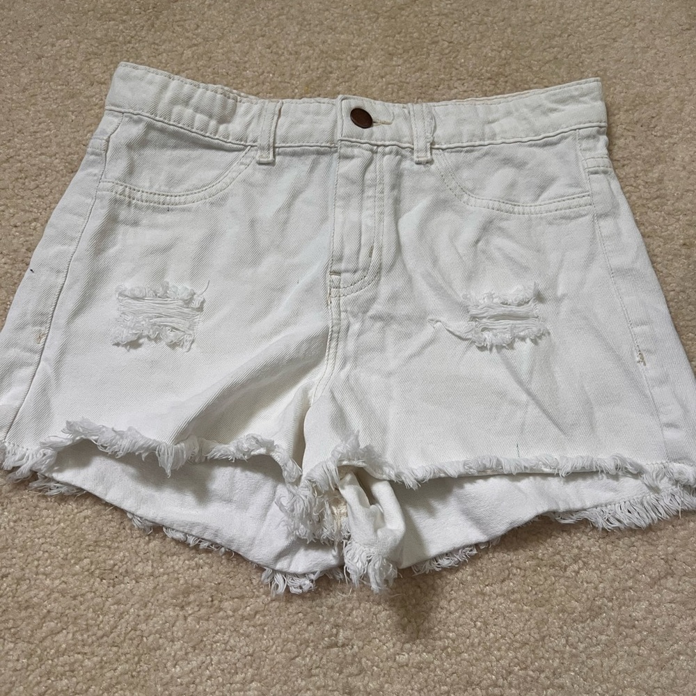 White jean shorts